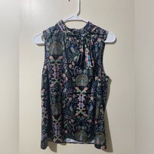 ModCloth Pussybow printed blouse.